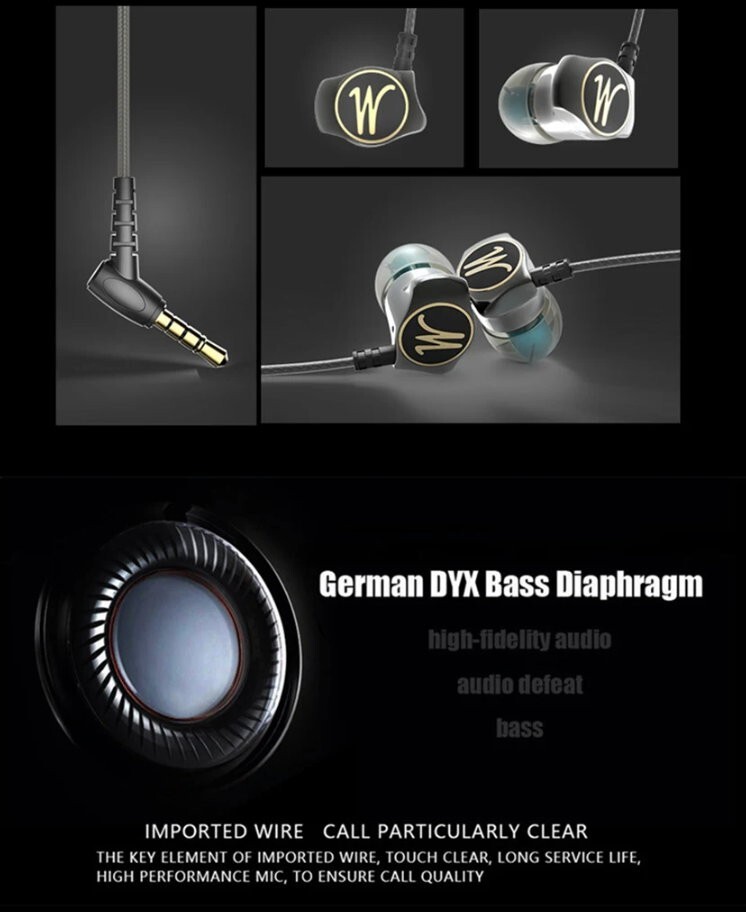 QKZ DM7 Metall In-Ear-Kopfhörer Kabel 120dB Ergonomische Sport Ohrhörer Mikrofon