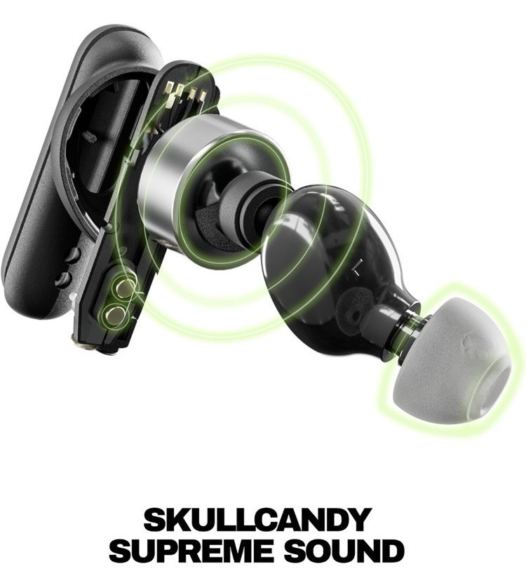 Skullcandy Smokin Buds Wireless Earbuds Bluetooth Headphones Preppy Sage A9