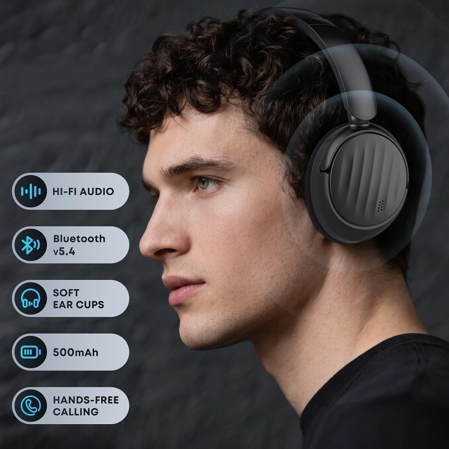 Bluetooth Headphones with Active Noise Cancelling (ANC), Wireless Over Ear Bl…
