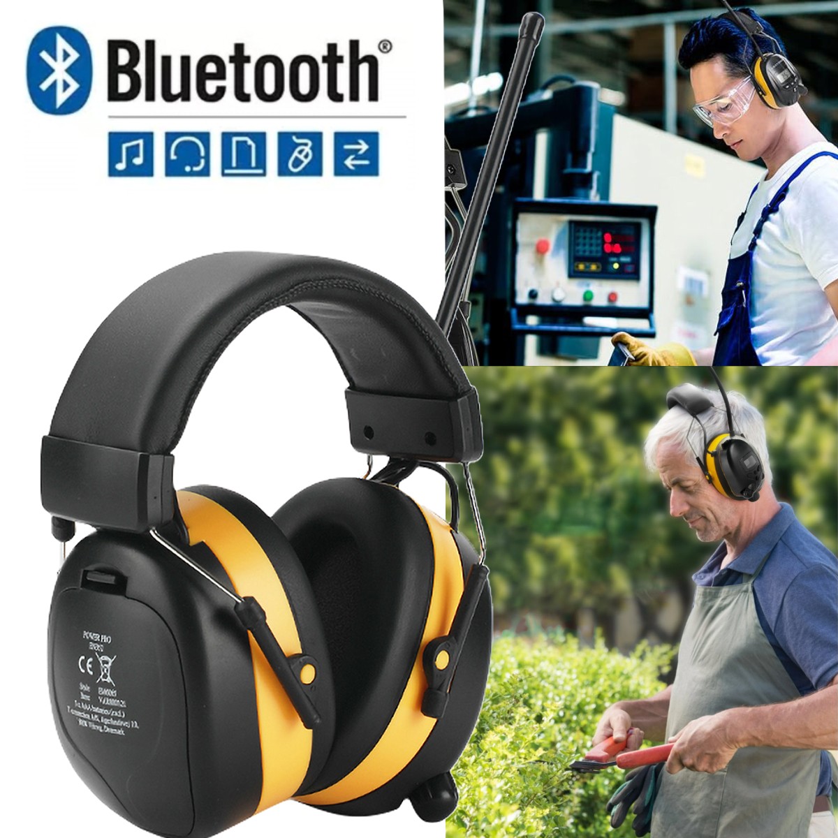 Digital Bluetooth FM Radio Headphones Ear Protection Safety Ear Muffs Electronic