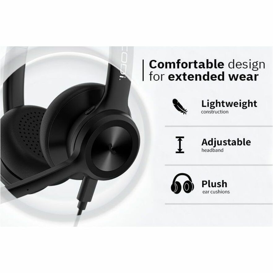 CODi CLARO Wired Stereo Dual Ear Headset w/ AI ENC Microphone (a04618)