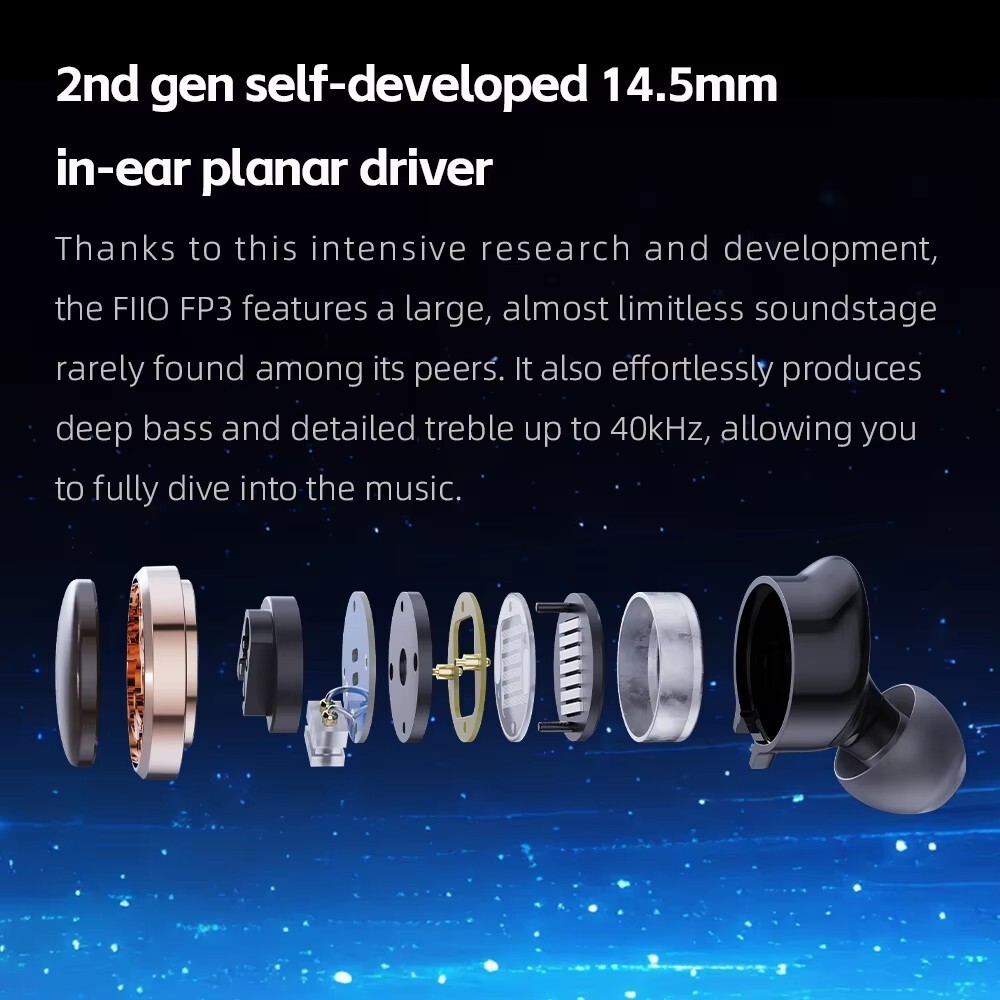 FiiO FP3 HiFi 14.5mm Planar Diaphragm Driver 0.78mm 2pins in Ear Earphone