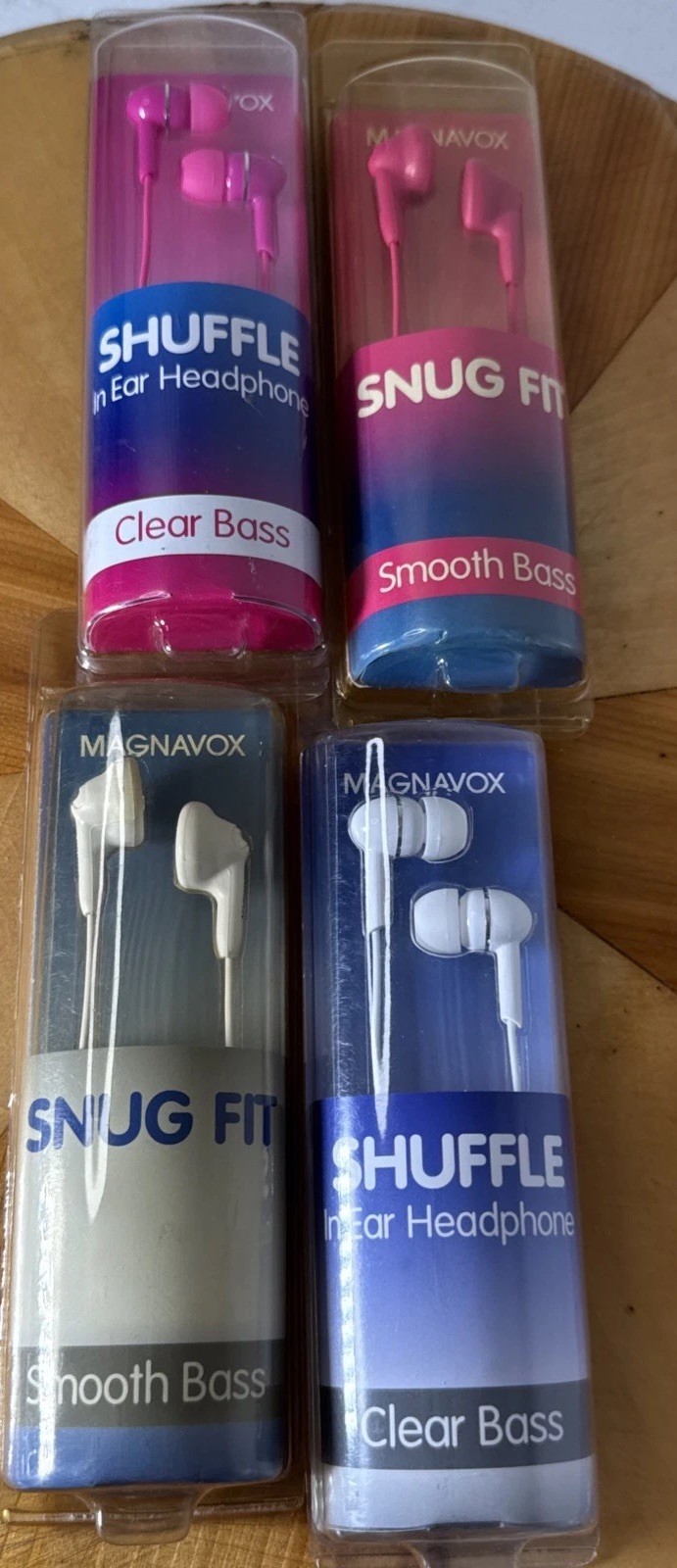 Lot 4 Magnavox Shuffle In Ear & snug fit Headphone Clear Bass Pink & White Bnk2