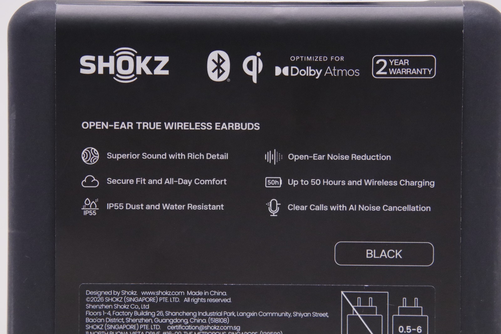 Shokz T010 OpenFit Pro Open-Ear True Wireless Active Noise Reduction Black New