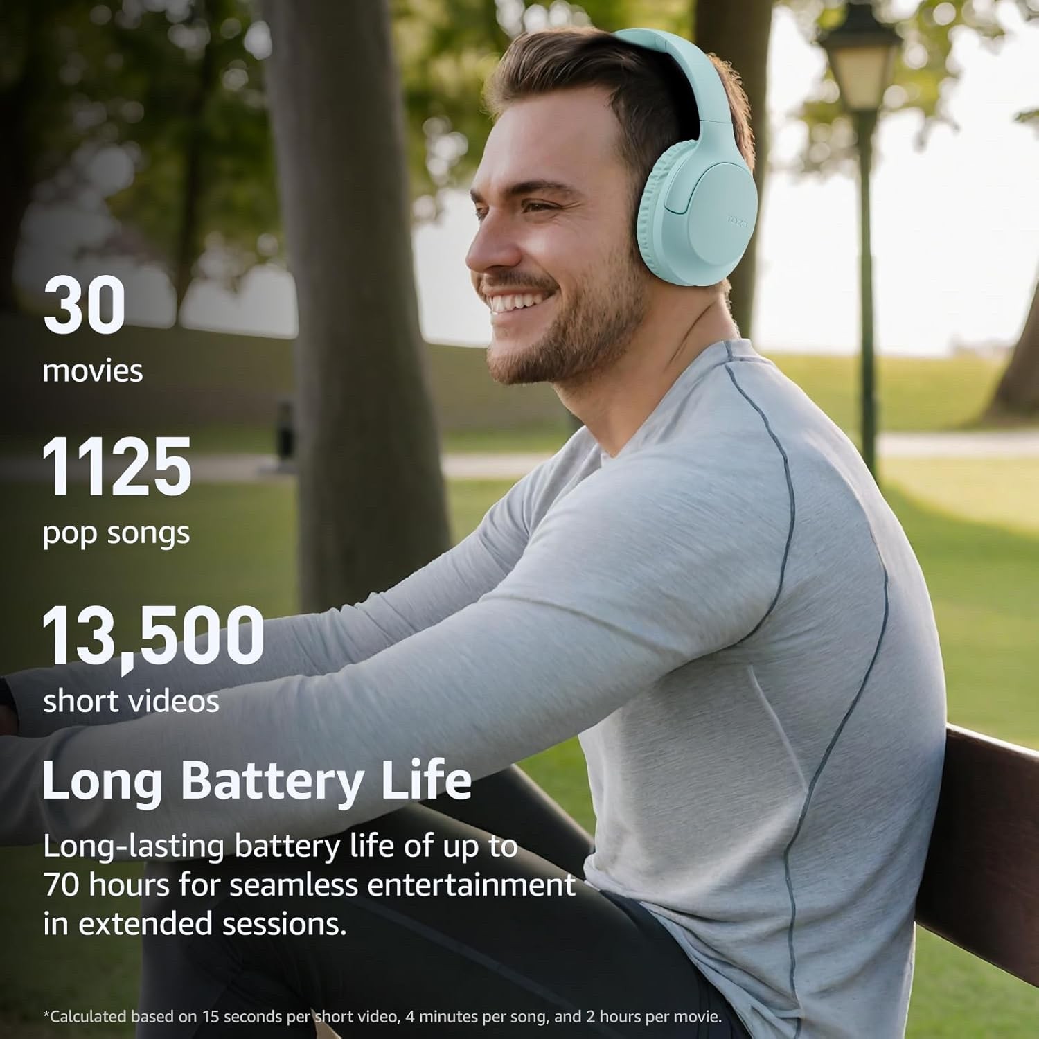 TOZO HA1 Bluetooth 5.4 Over Ear Headphones, 70H Playtime With Mic, Foldable Wire