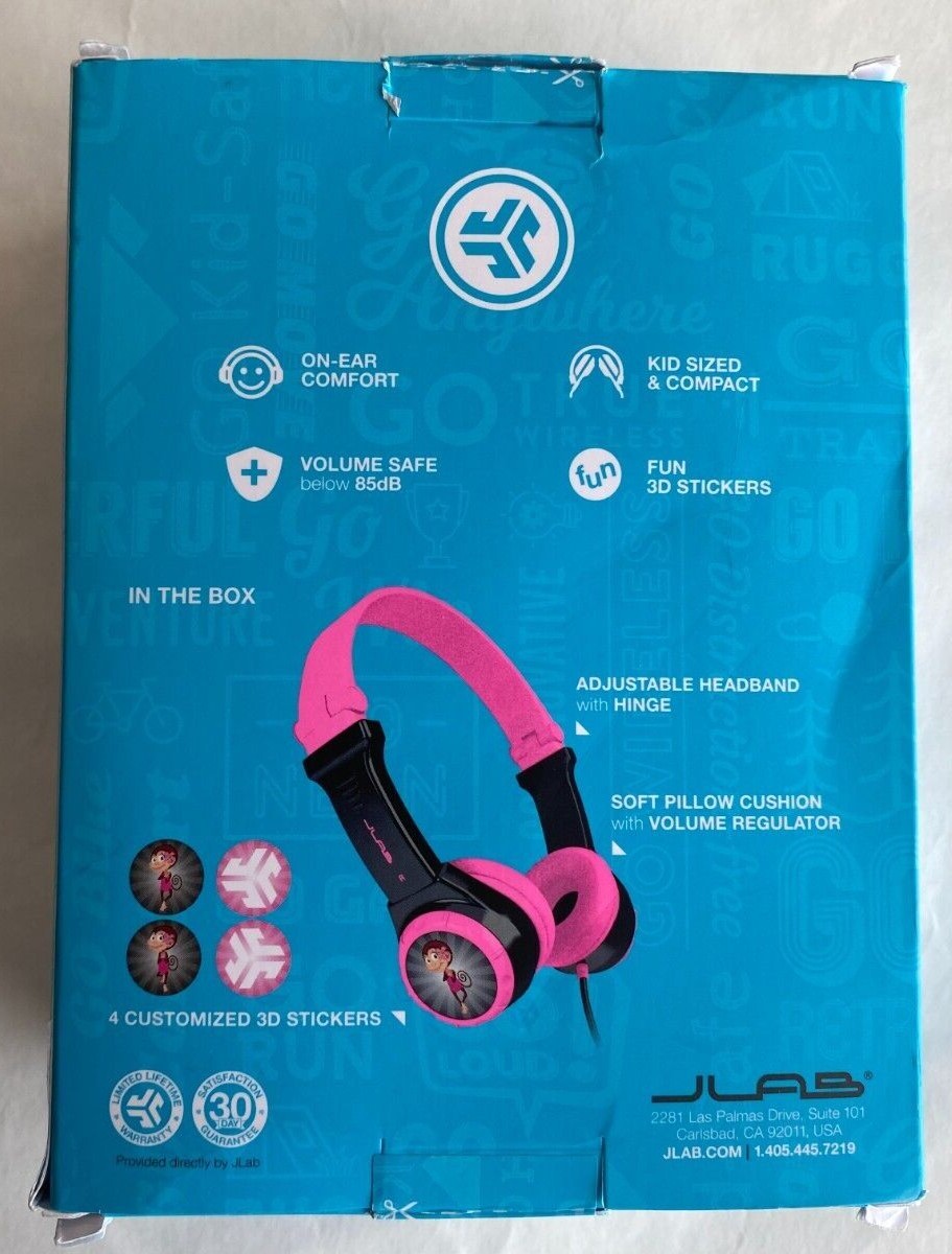 JLAB JBuddies Folding Kids Wired Headphones, Toddler Headphones, Kids Safe  
