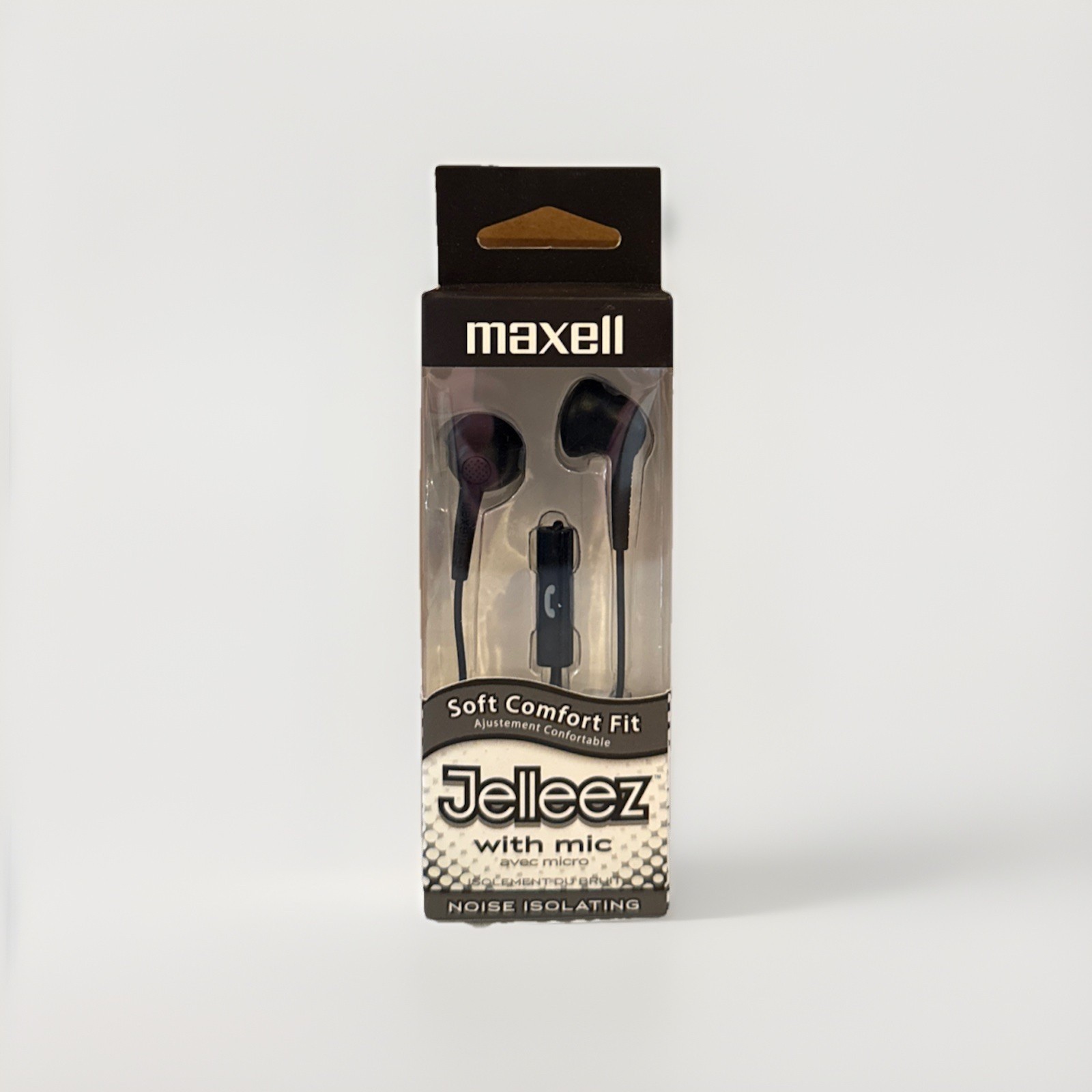 Maxell Soft Comfort Fit 191569 Jelleez JELM-Black Corded Earbuds w/ Microphone