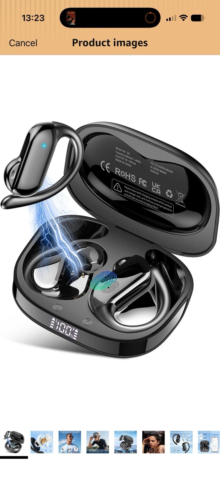 Open Ear Earbuds, Bluetooth 5.4 Headphones with 80H Playtime, IPX5 Water Resit.