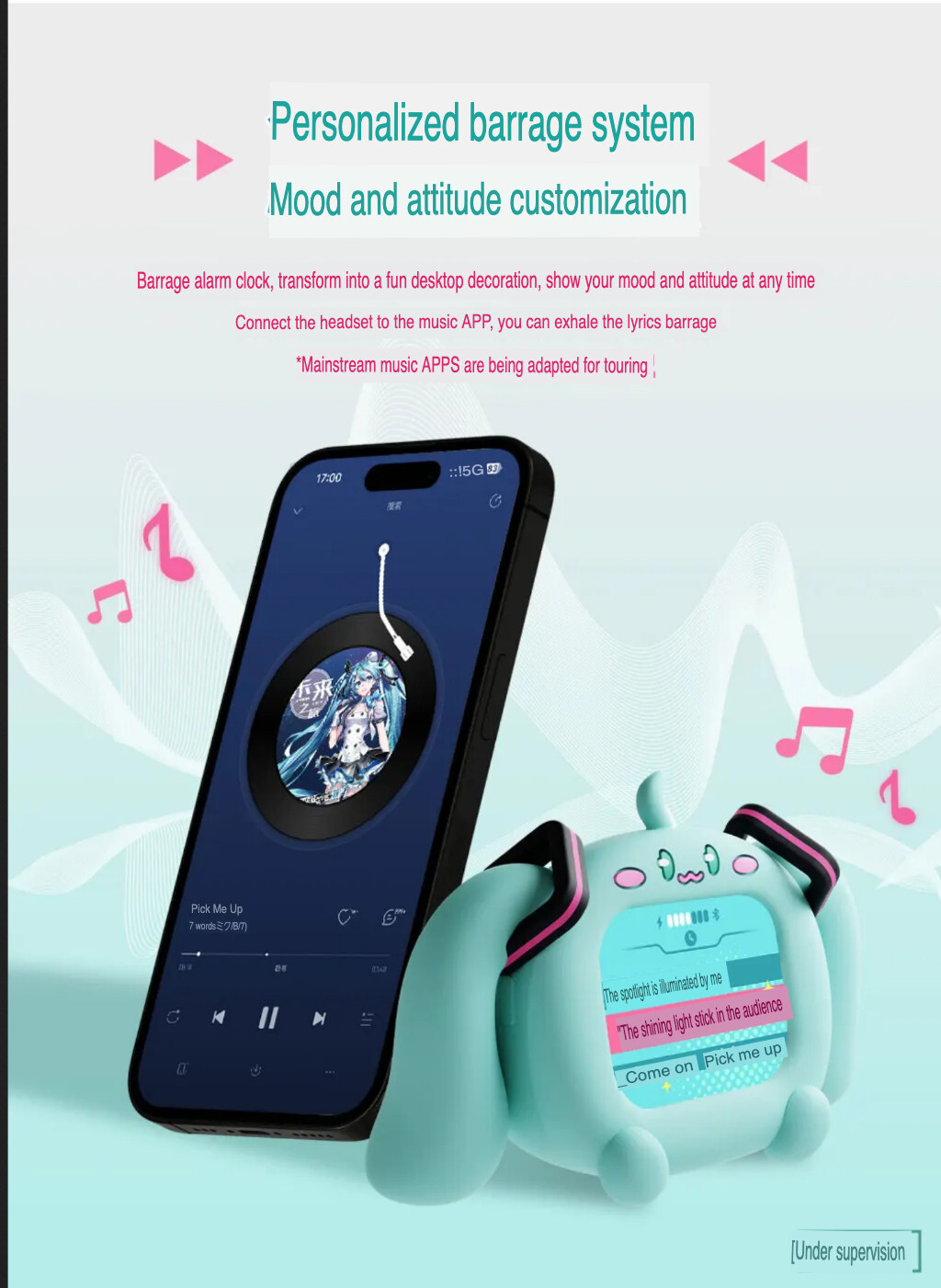 Anime Miku LCD BT Headphones Touch Screen iPhone Android