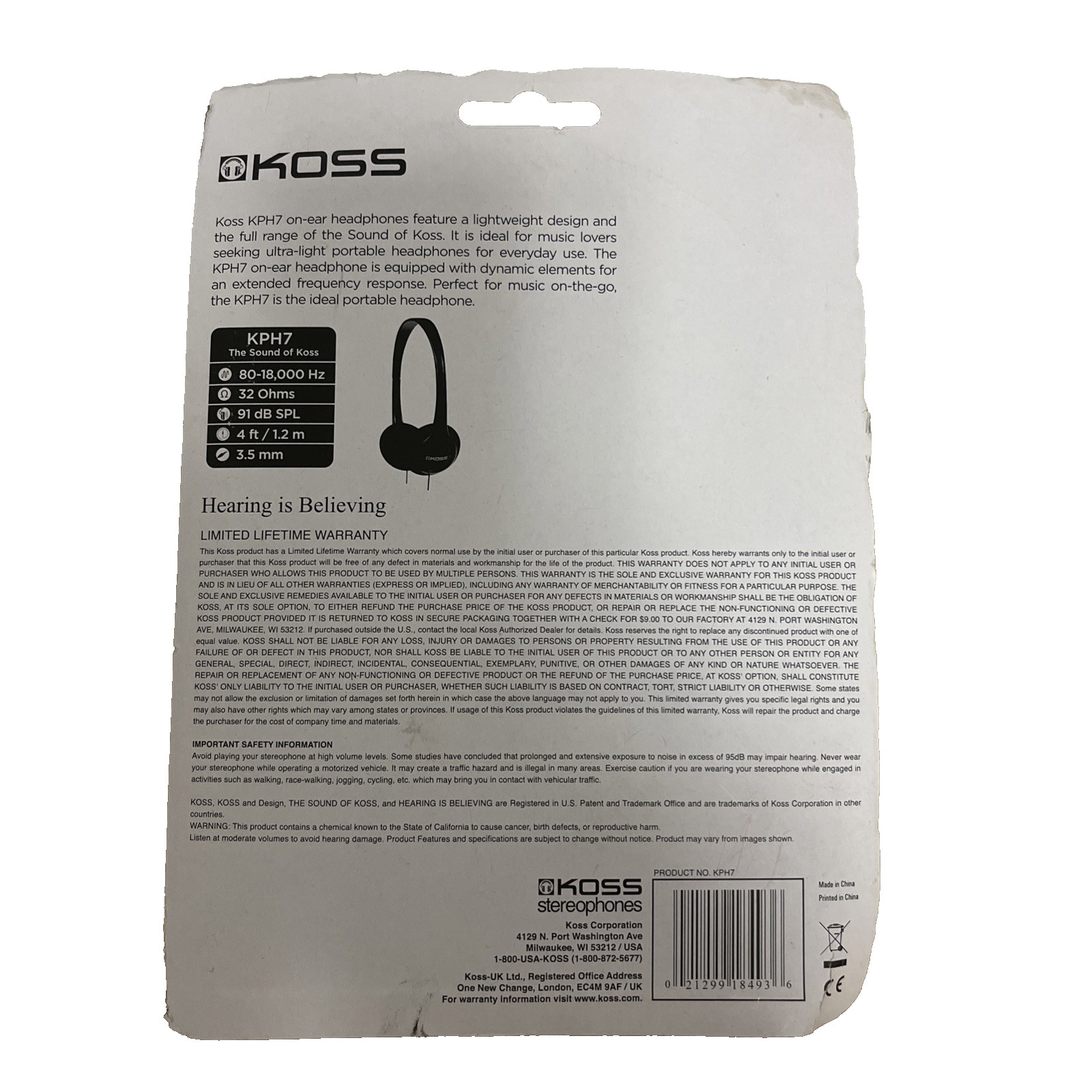 Koss KPH7 Lightweight On Ear Portable Headphones with Adjustable Headband