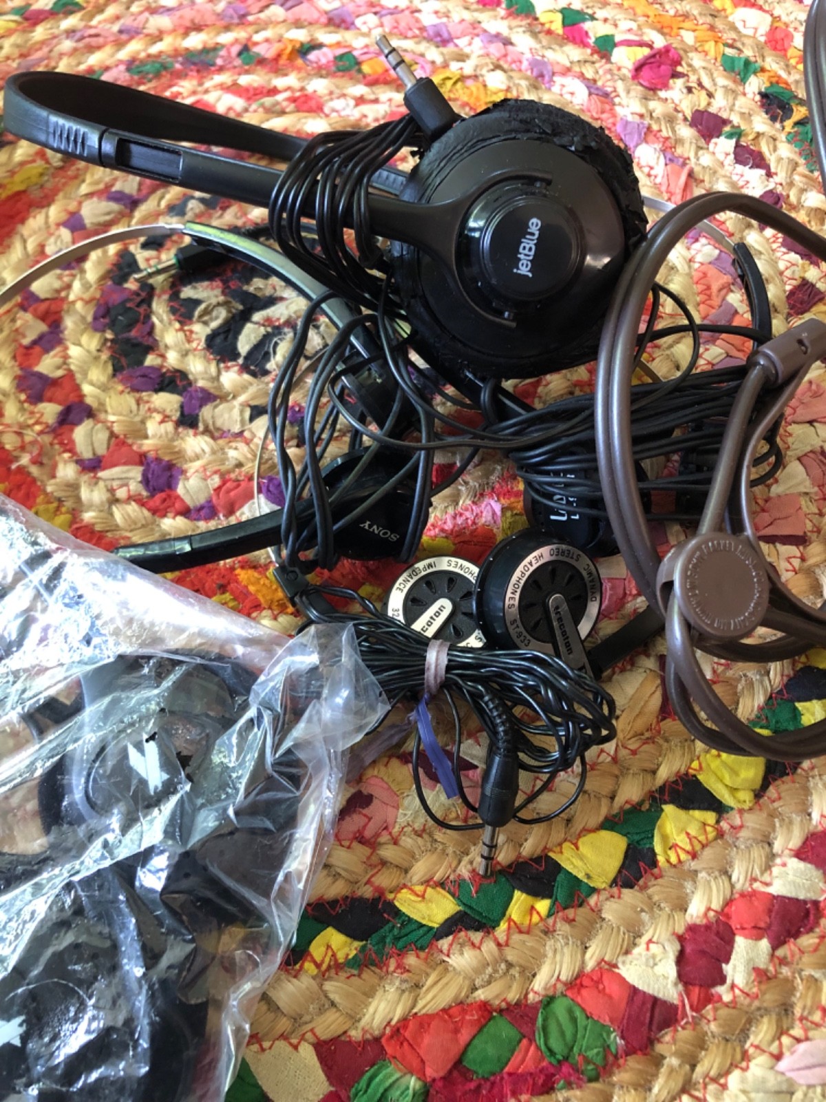 Vintage electronics lot: headphones, walkman, discman