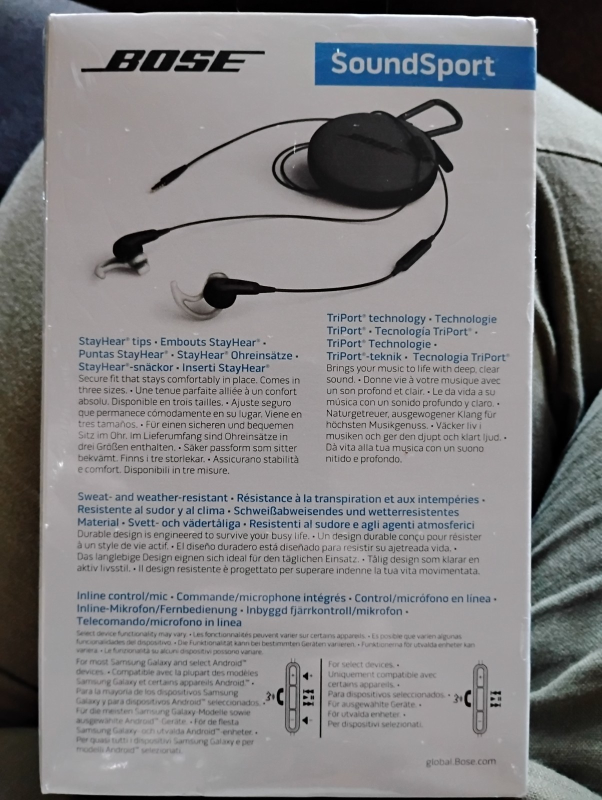 New Sealed Bose SoundSport In-Ear Headphones (Charcoal) 3.5mm Jack & Travel Case