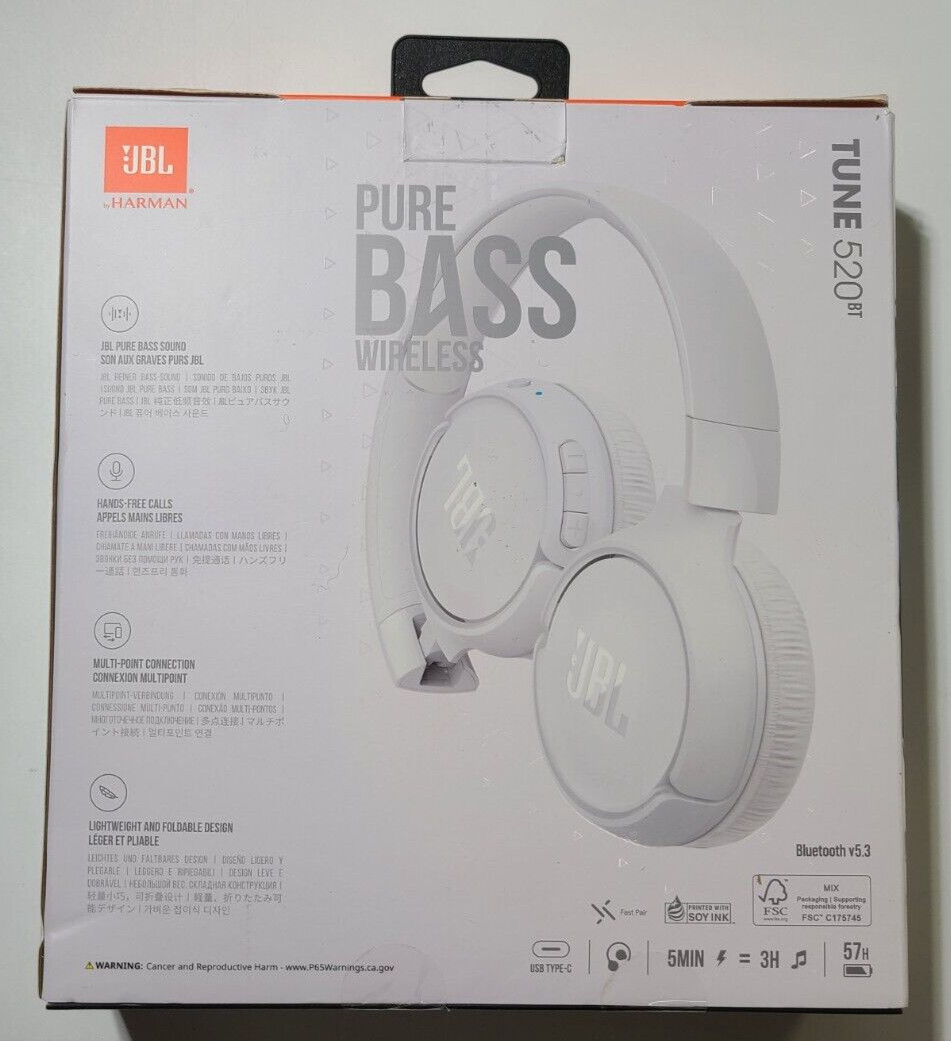 JBL (JBLT520BTWHTAM) Tune 520BT Wireless On-ear Headphones, White
