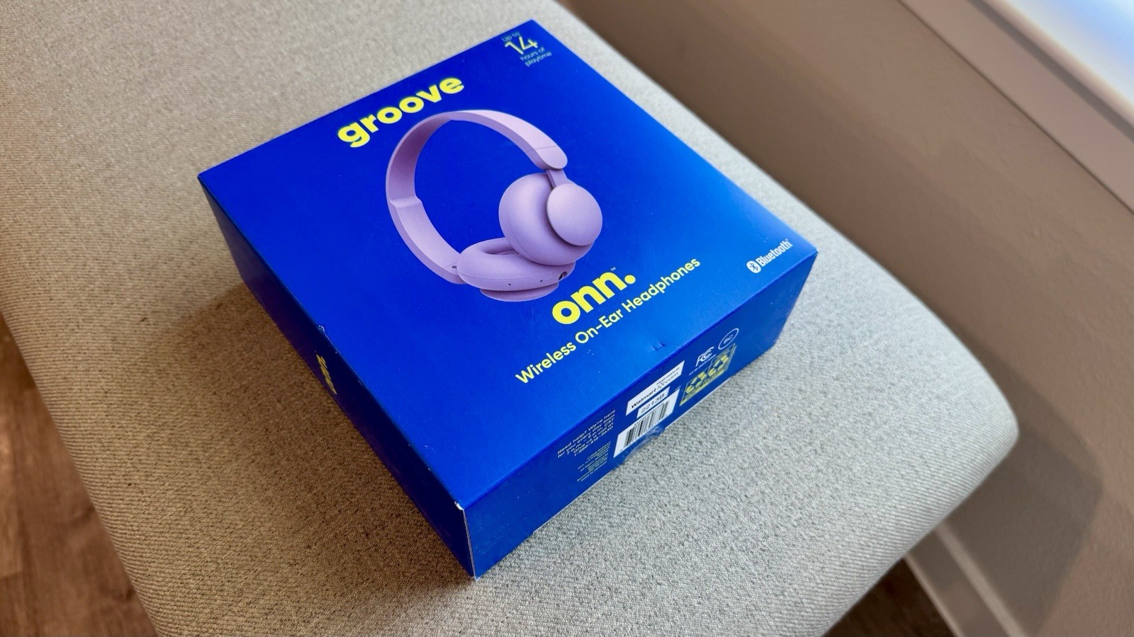 onn. Groove Wireless On-Ear Bluetooth Headphones, Purple, Mic, Foldable, 3.5mm