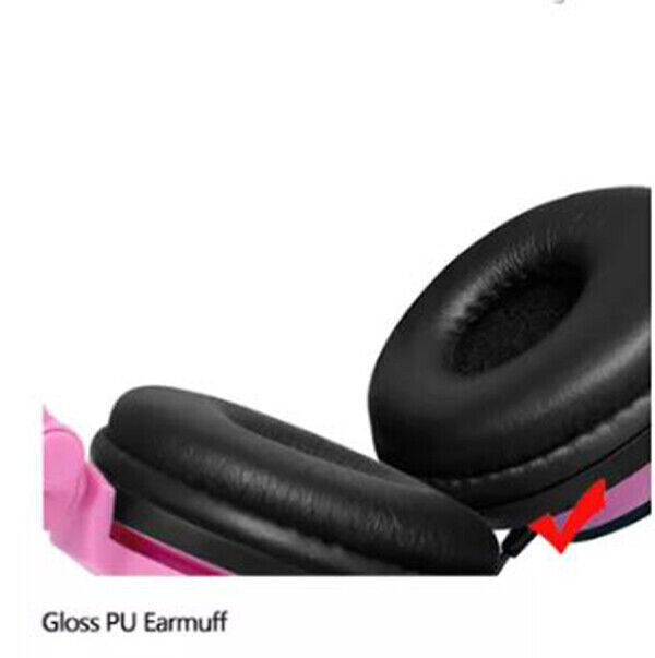 Kids 3.5mm Headphone Earphone On Ear Wired LED Cat Ears Stereo Headsets for Girl