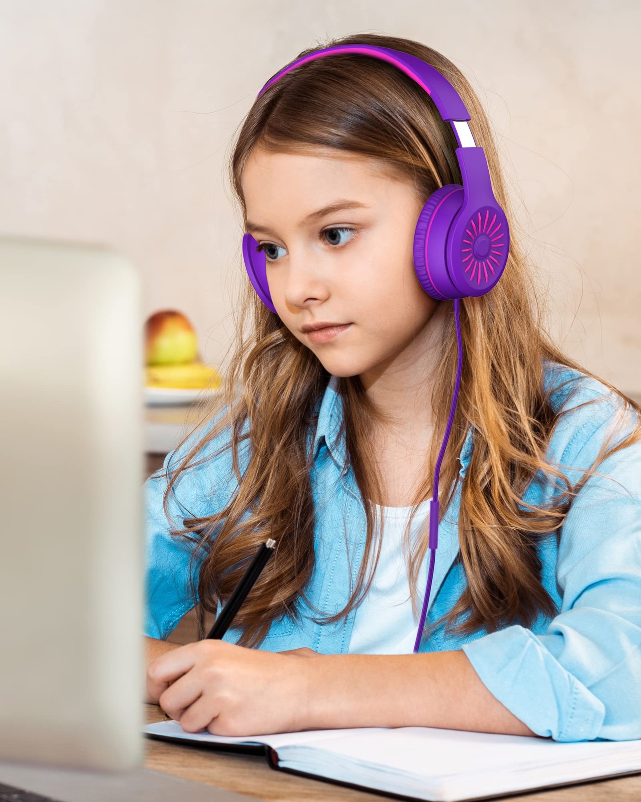 i45 Headphones Wired, On-Ear Headphones for , Purple