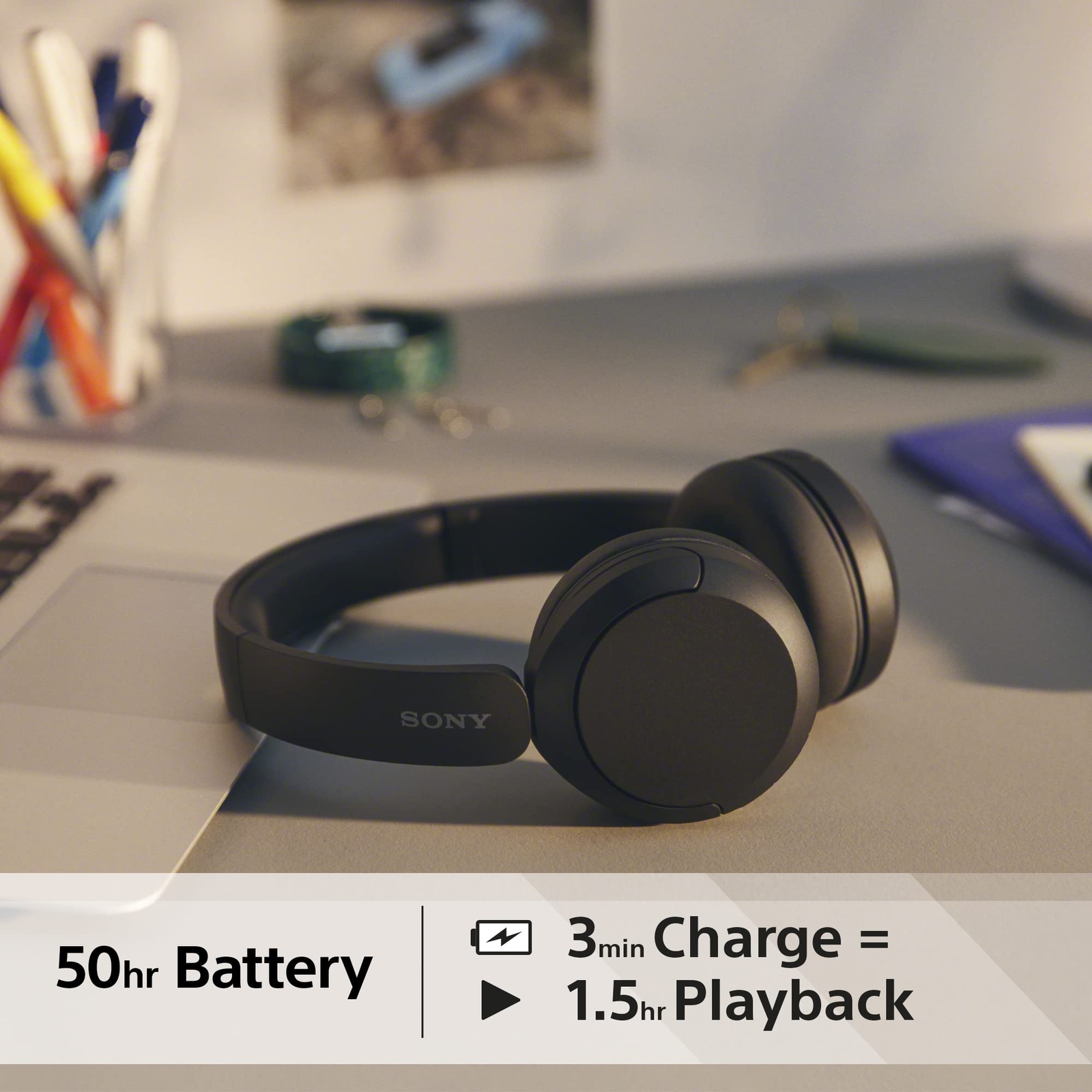 Sony WH CH520 Bluetooth Headphones 50 Hours Battery Life Noise Cancelling