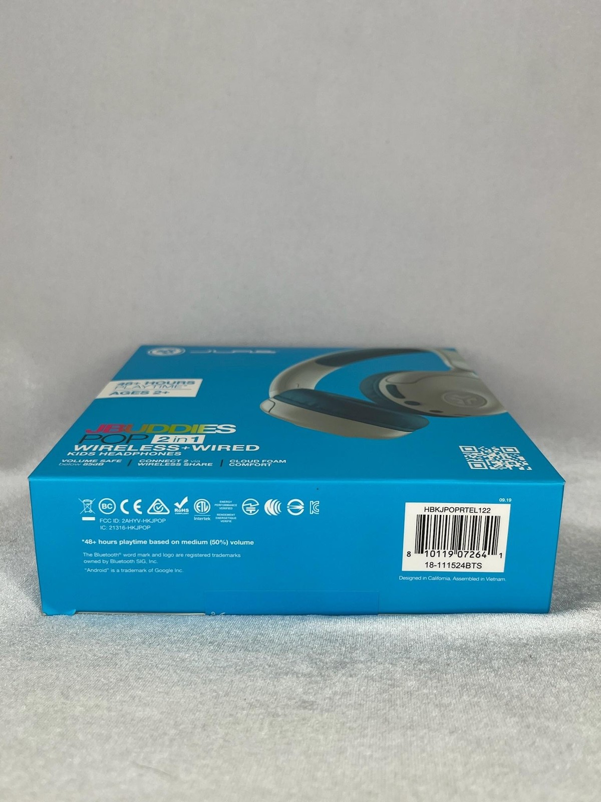 JLab JBuddies Pop 2 In 1 Kids On Ear Headphones Blue Wireless Wired Bluetooth