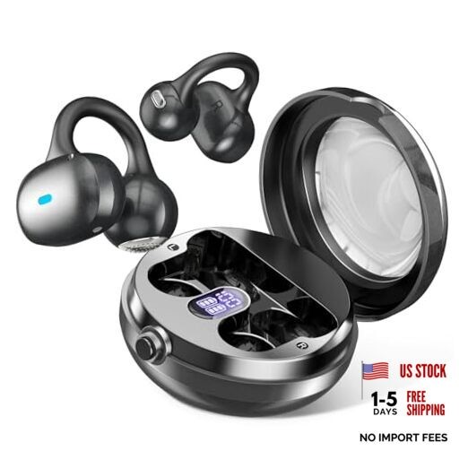 Open Ear Headphones, Bluetooth 5.4 Clip On Headphones, 40H Playtime BLACK