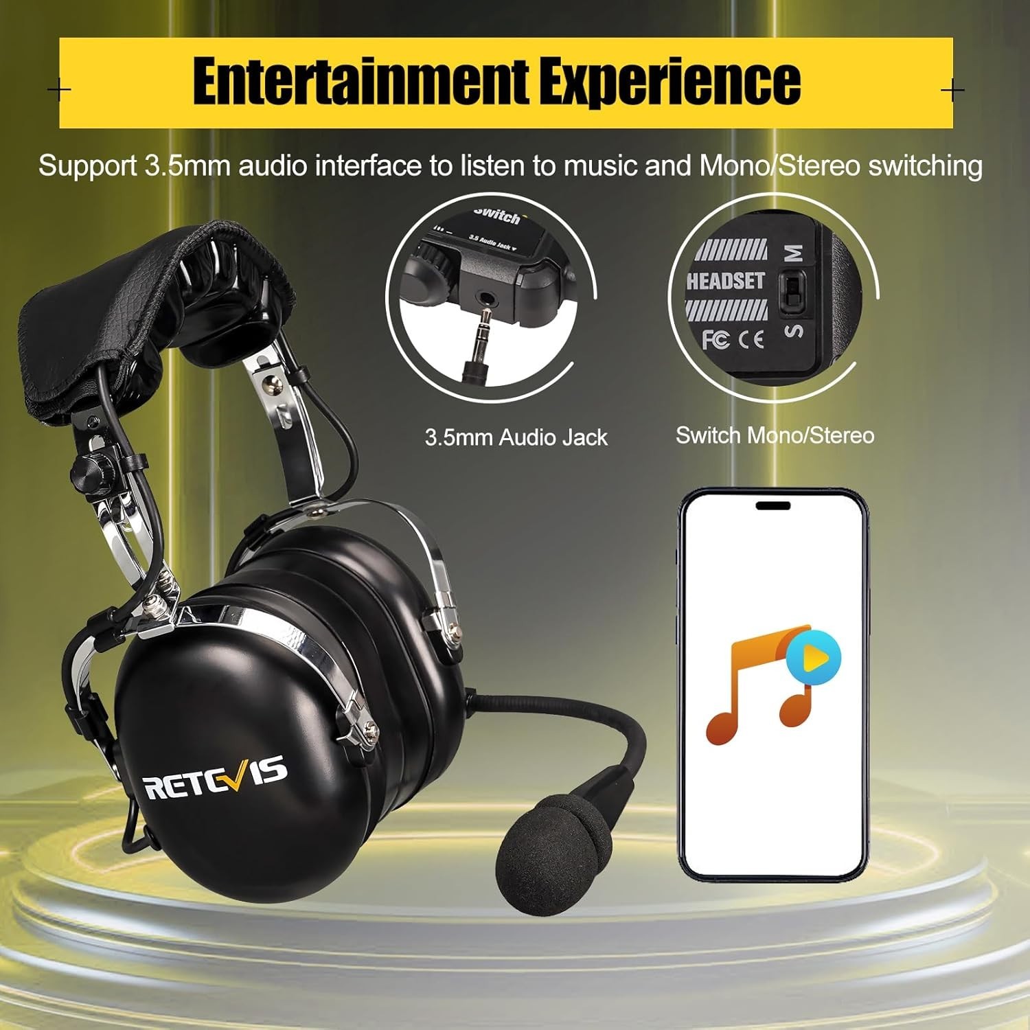 Premium Aviation Headset for Pilots – Noise Cancelling, Custom Fit, Gel Seals