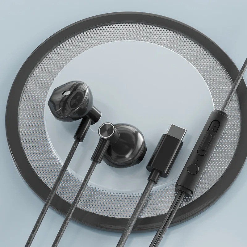 Type-C In-Ear Wired Karaoke Headphones 3.5mm Stereo Music Earbud Handfree Headse