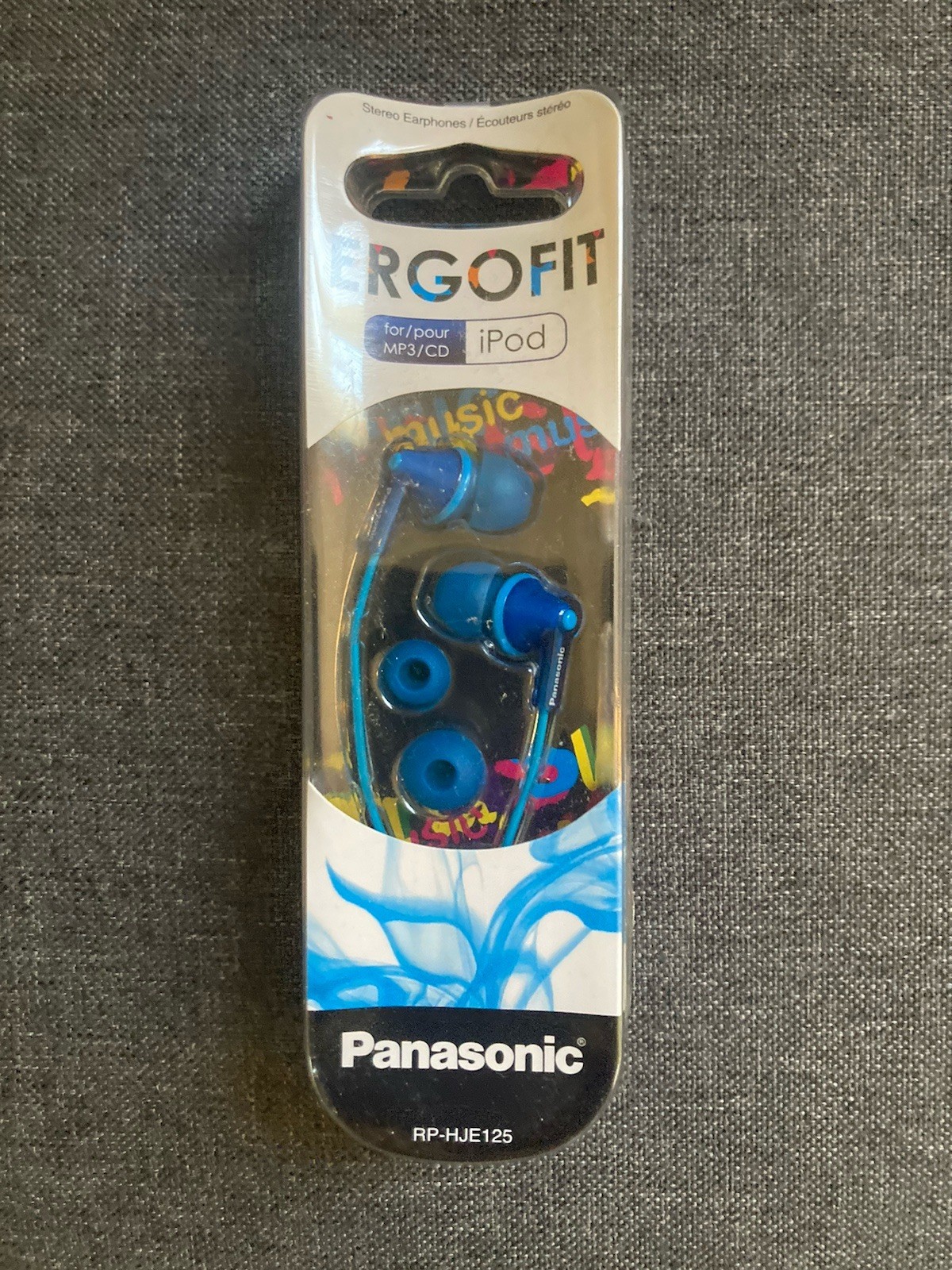 Panasonic RP-HJE125-A ErgoFit In-Ear Earbud Headphones- Blue