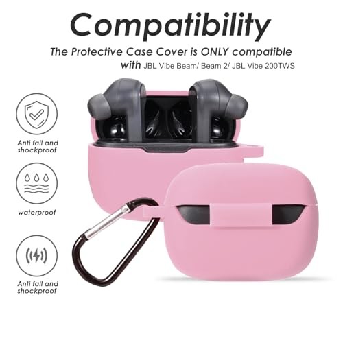 Silicone Case for JBL Vibe Beam 2025/Vibe Beam 2023/Vibe 200TWS True Pink