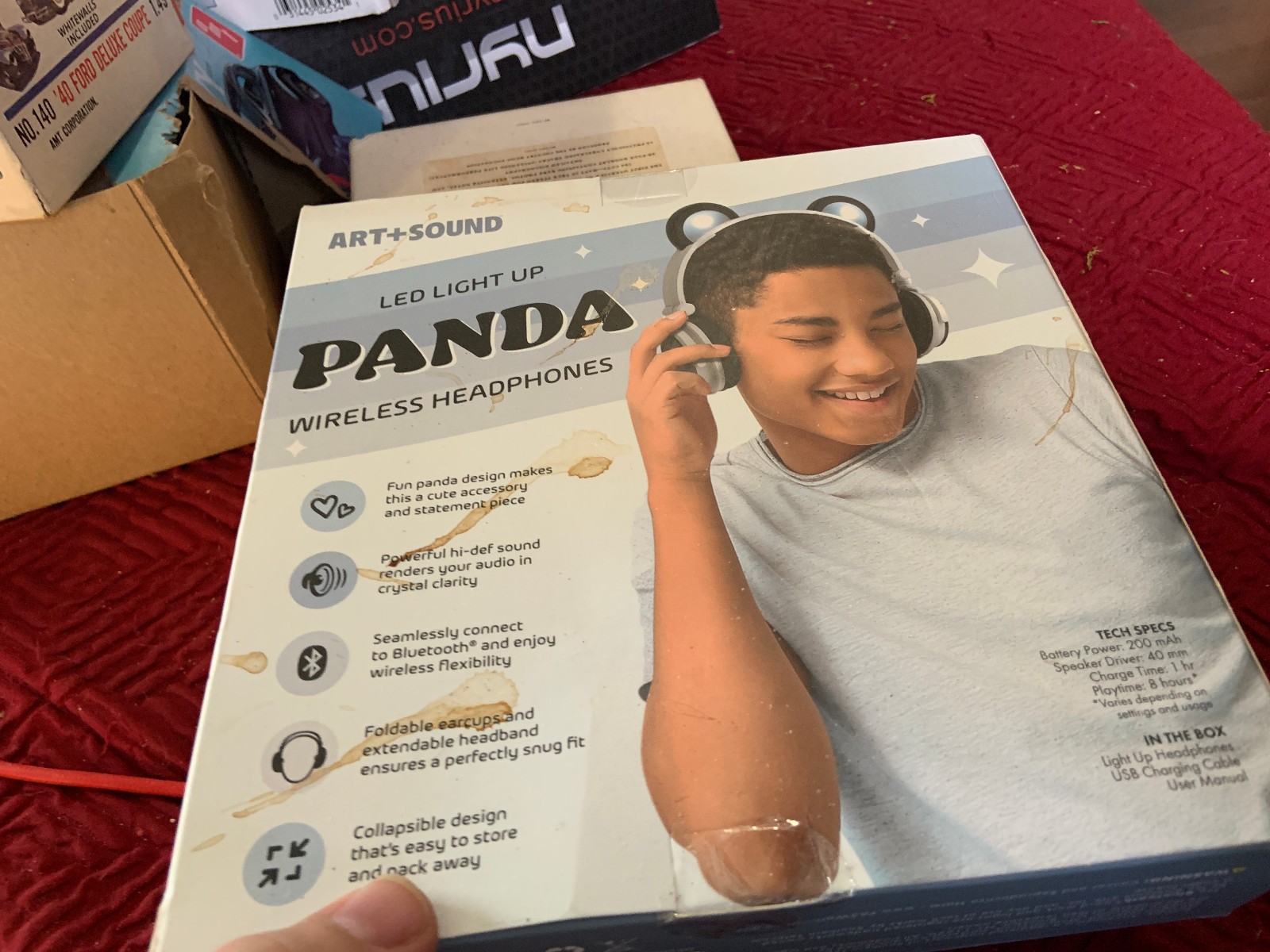 Art+Sound LED Light Up Panda Bluetooth Wireless Headphones New