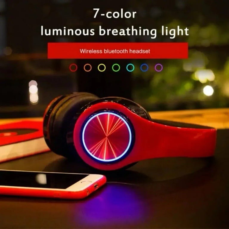 B39 Wireless Bluetooth Headphones, Foldable, LED Lights, TF Card, AUX, USB