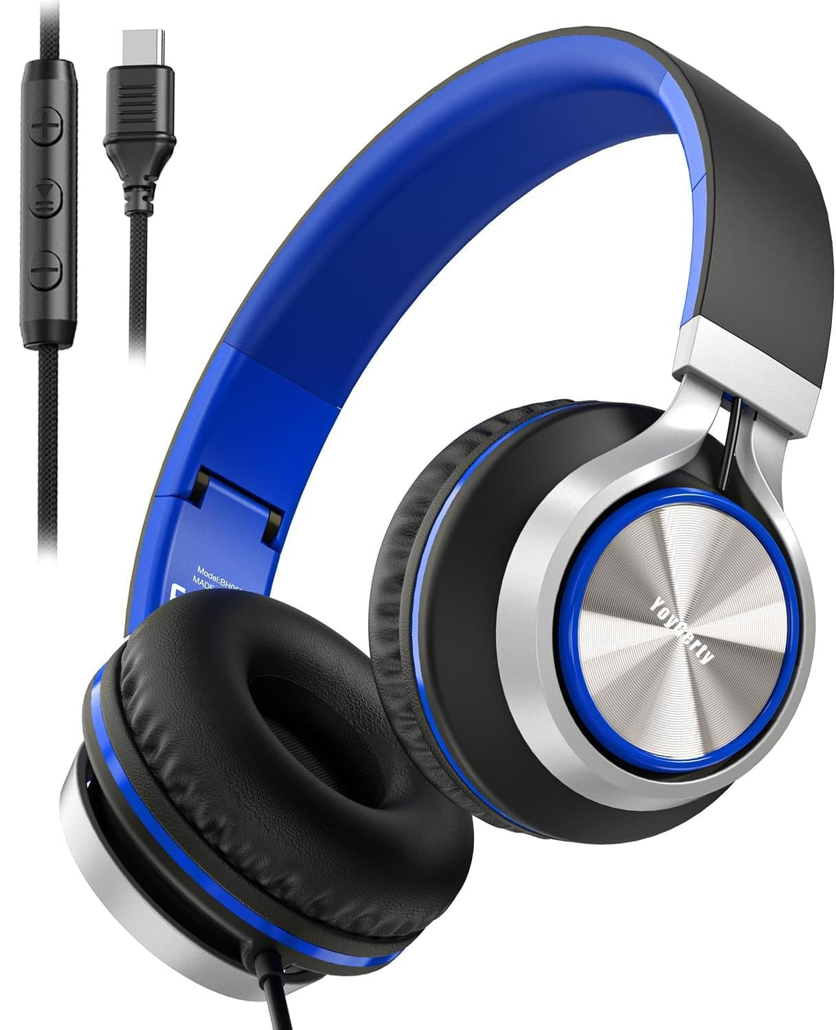 Upgrade USB Type C Wired Headphones, Over-Ear Headphones with Microphone and