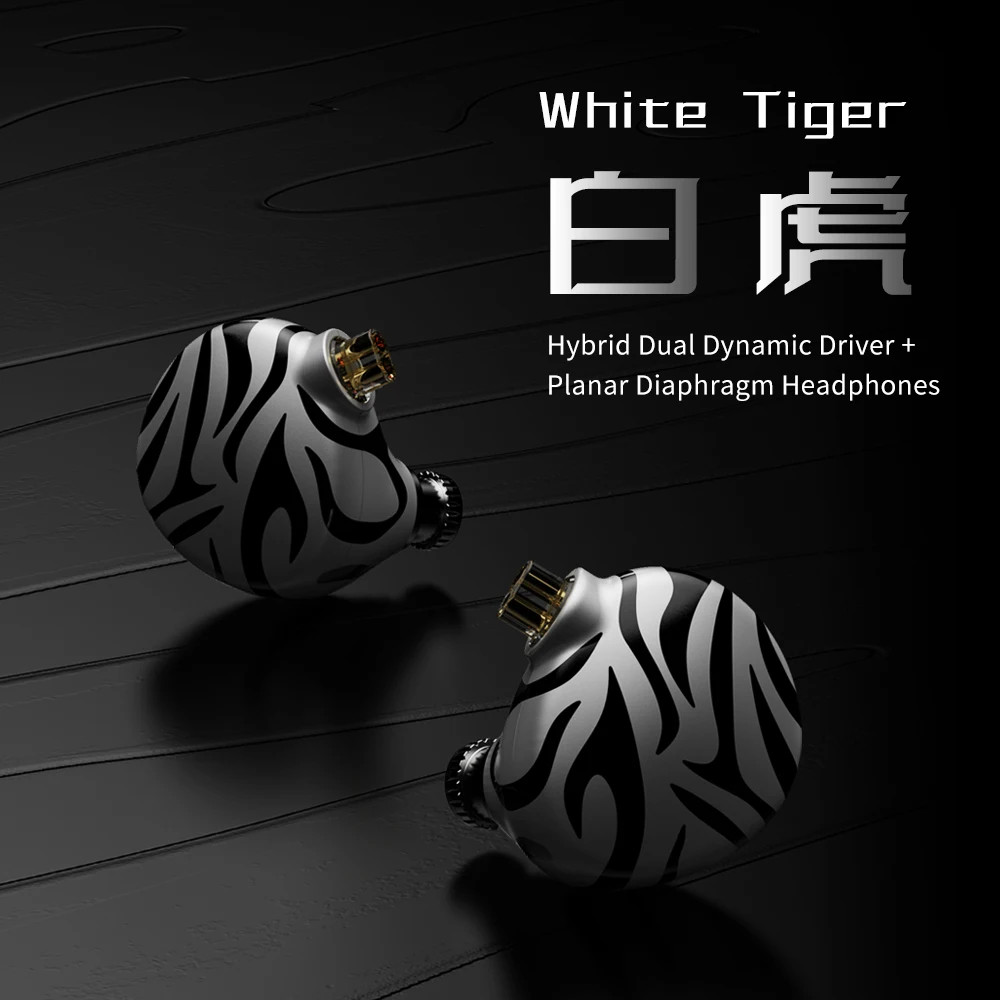 TRN White Tiger Hybrid In-Ear Earphones Dual Dynamic + Planar Driver 3.5/4.4mm