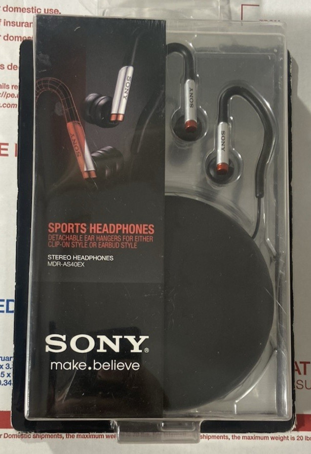 Sony MDR-AS40EX Active Sports Earbuds W/ Detachable Ear Hangers – NEW SEALED –