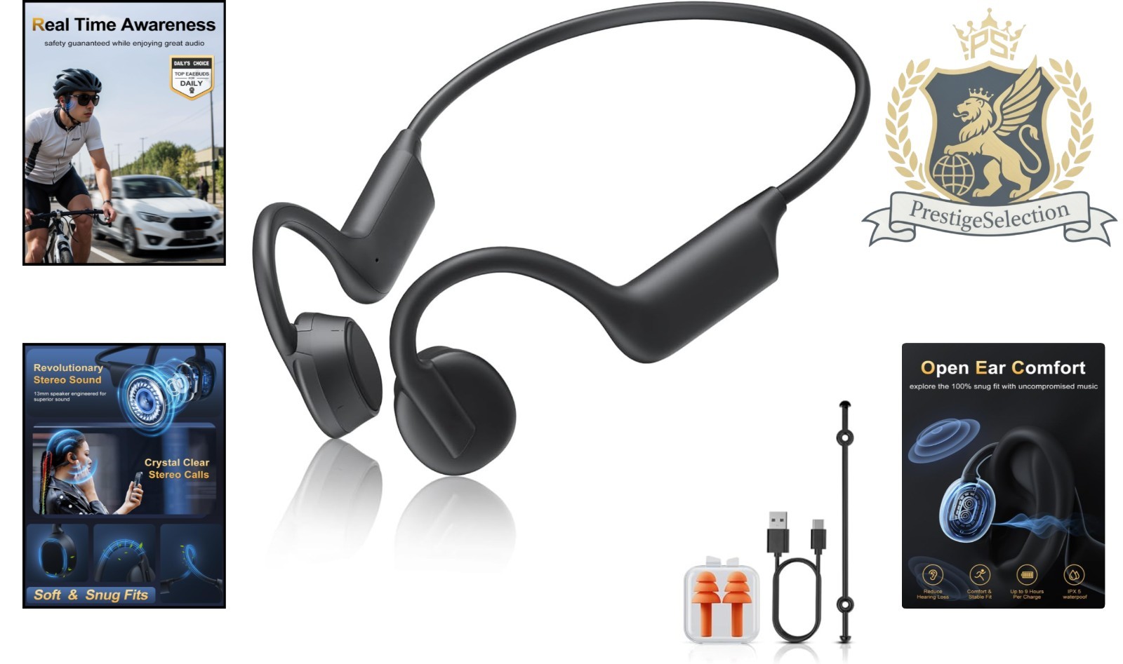 Bone Conduction Headphones: Lightweight Open Ear Design, Waterproof for Activ…