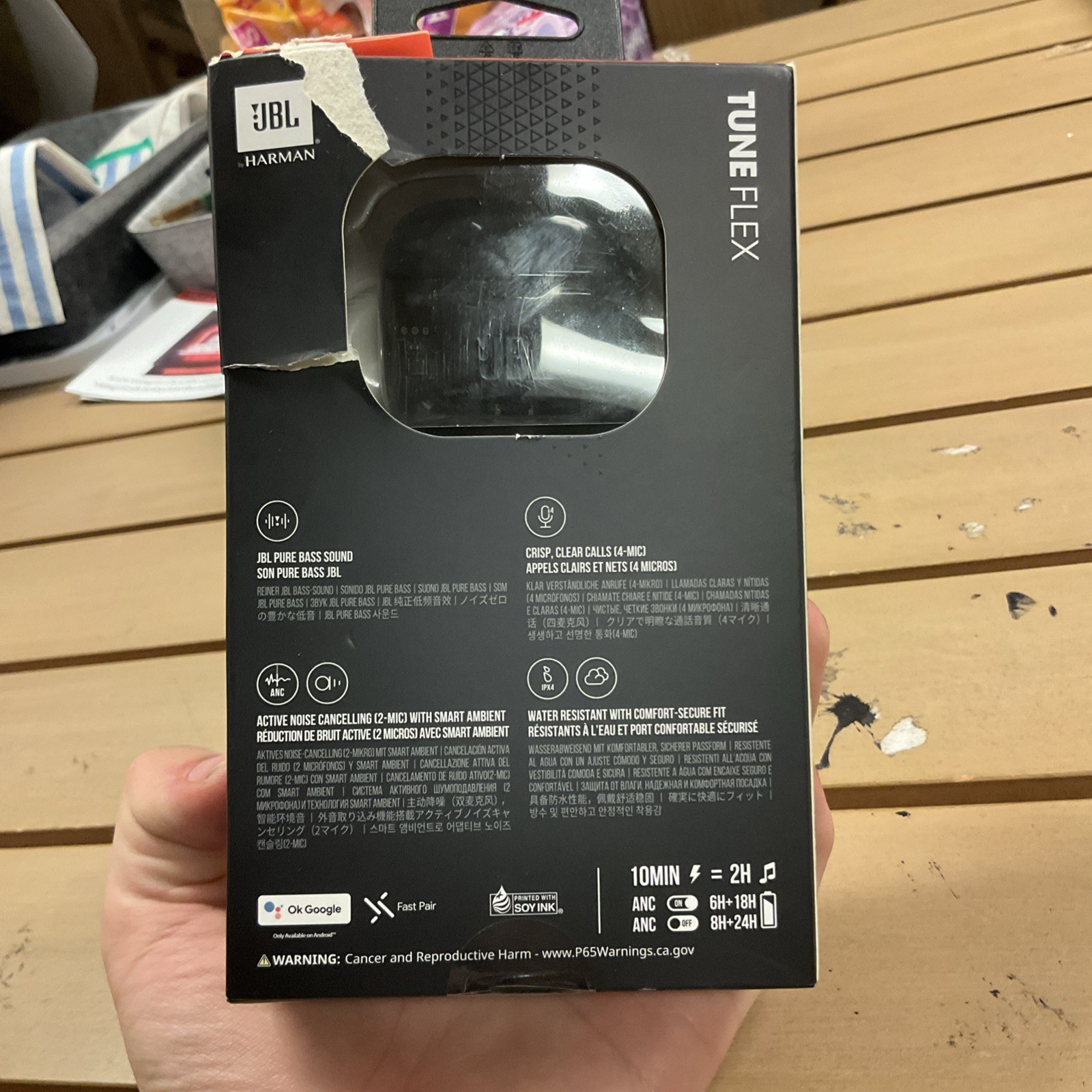 JBL Tune Flex True Wireless Bluetooth Noise-cancelling Earbuds Black Open Box