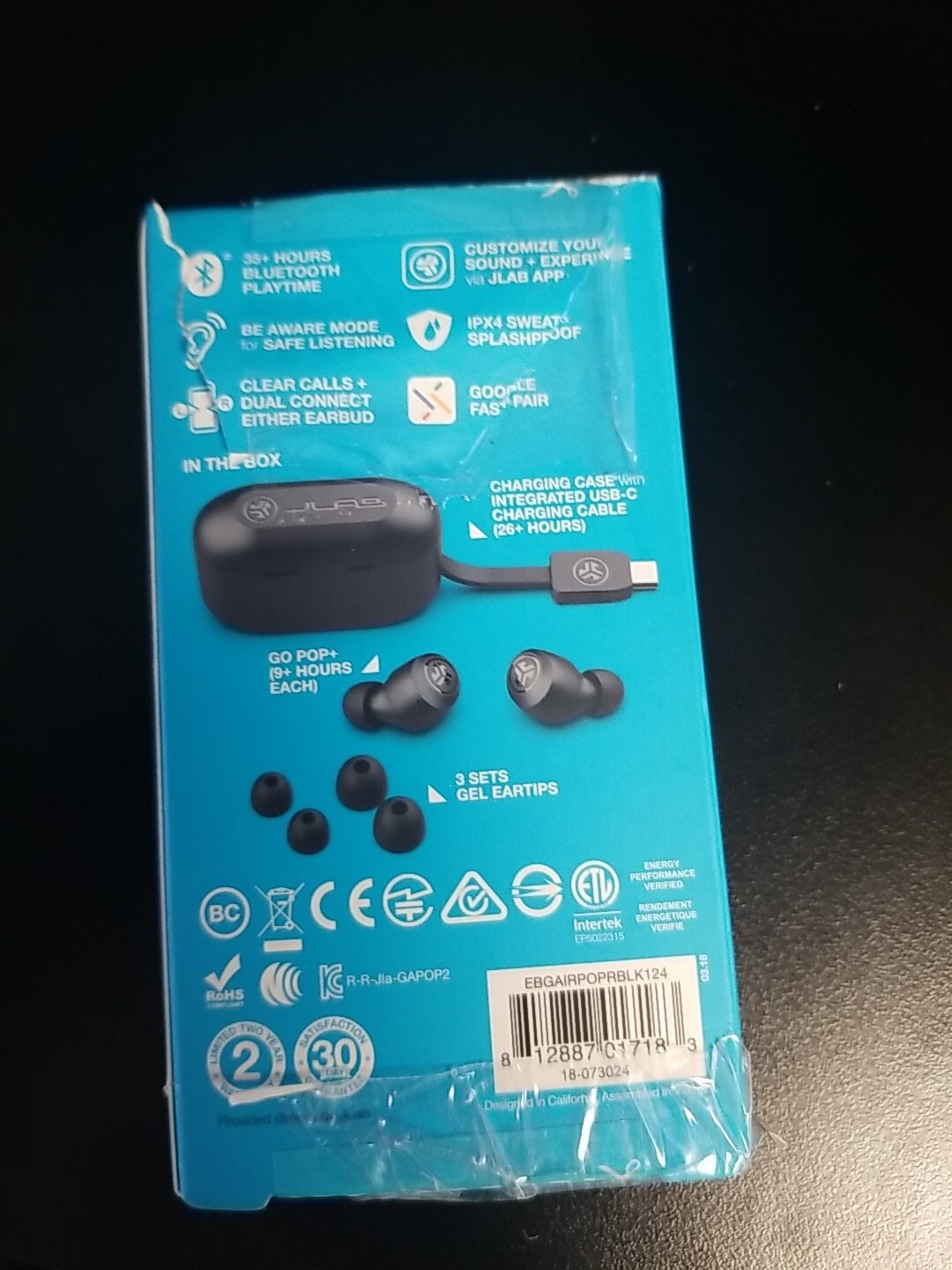 JLab – GO Air POP True Wireless In-Ear Headphones – Black