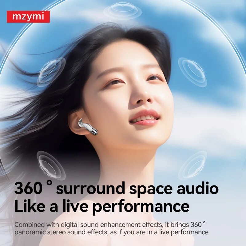 mzymi Y107 TWS Headset ENC Noise Cancelling Bluetooth5.3 Wireless LED Earbuds