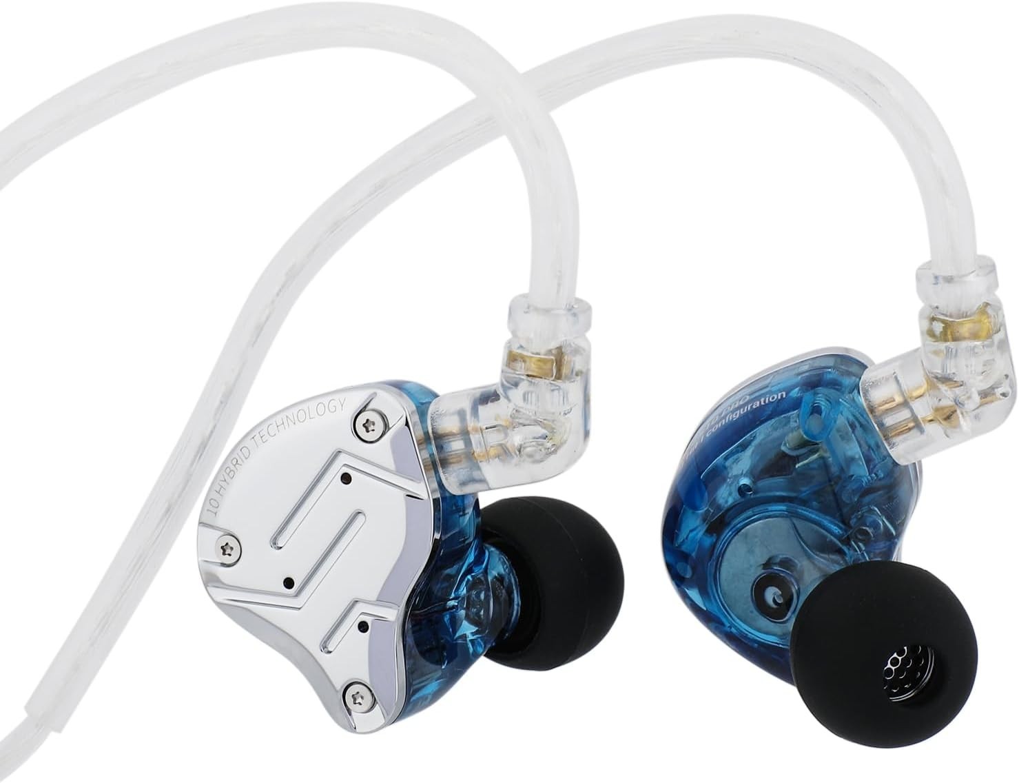 High-Fidelity 4BA+1DD Hybrid Earbuds with Stainless Steel for Musicians, Blue