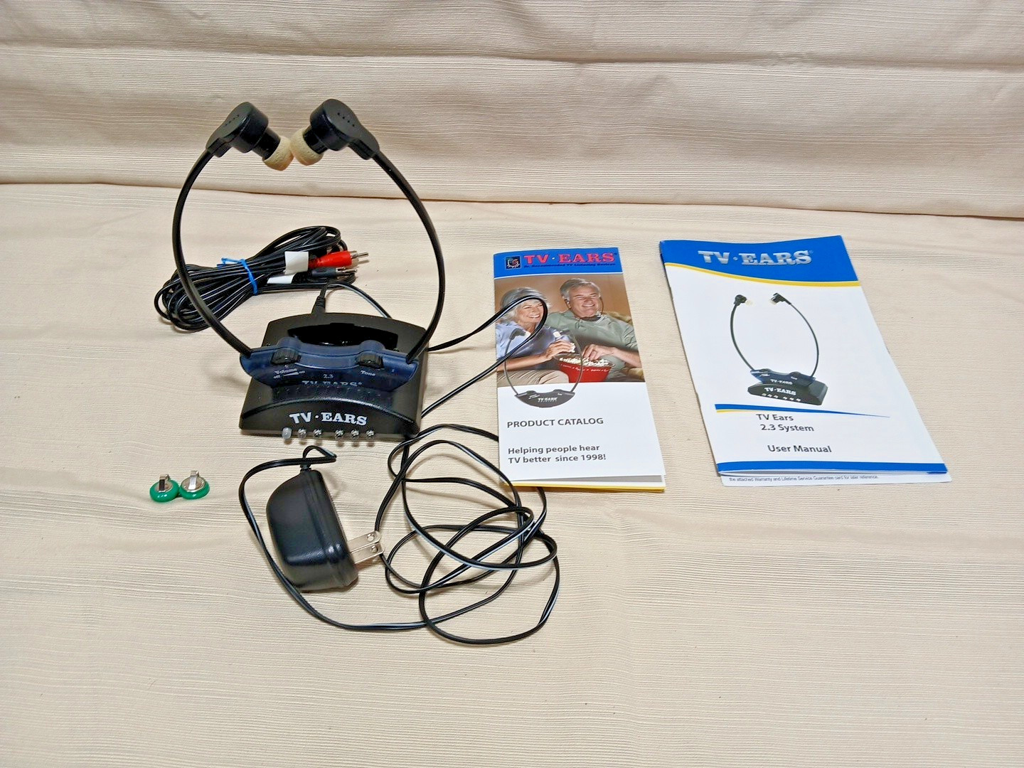 TV Ears 2.3MHz Headphones w/ Charging Base Unit for Headphone System UNTESTED
