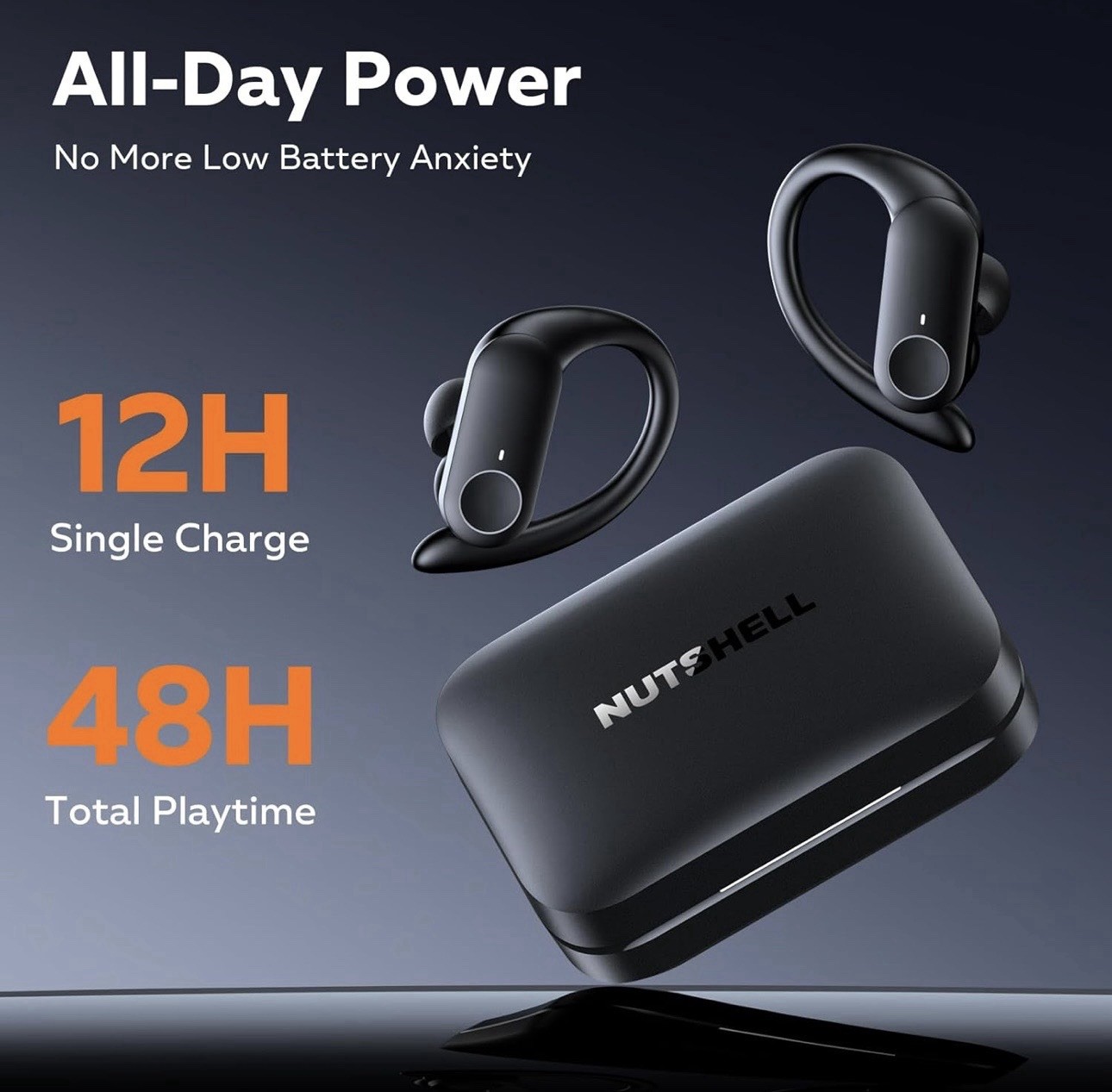 Nutshell NS18 Sports Wireless Earbuds 30hrs Playback 13mm Driver + Charge Case