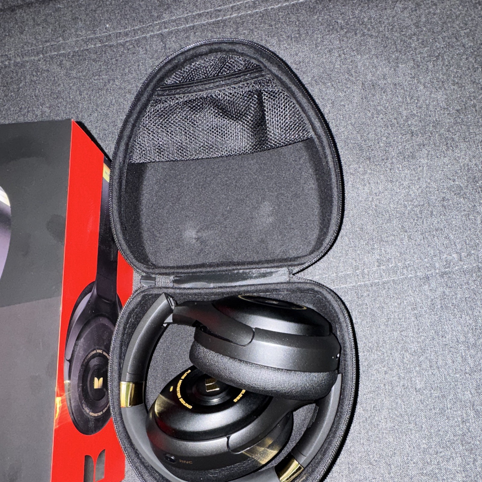 Monster Persona ANC Wireless Bluetooth Over-Ear Headphones Black/Gold Case