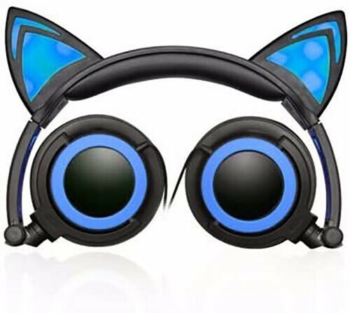 Hype Cat Ears LED Headphones 3.5mm Jack with mic (BLUE)