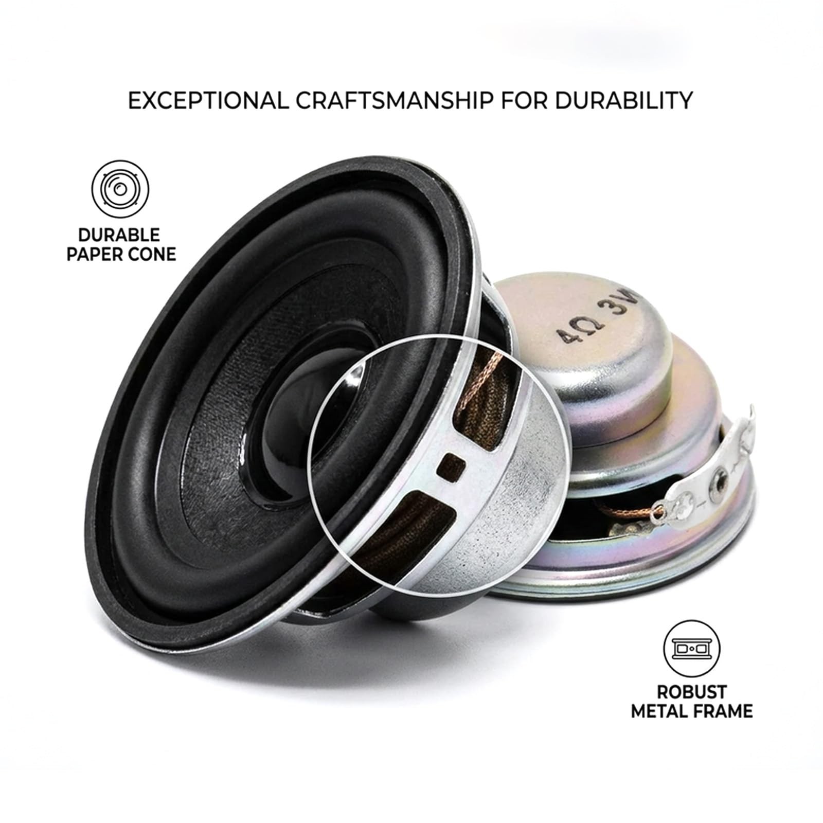 Gikfun 4Ohm 40mm Diameter 3W Full Range Audio Speaker Stereo Woofer Black