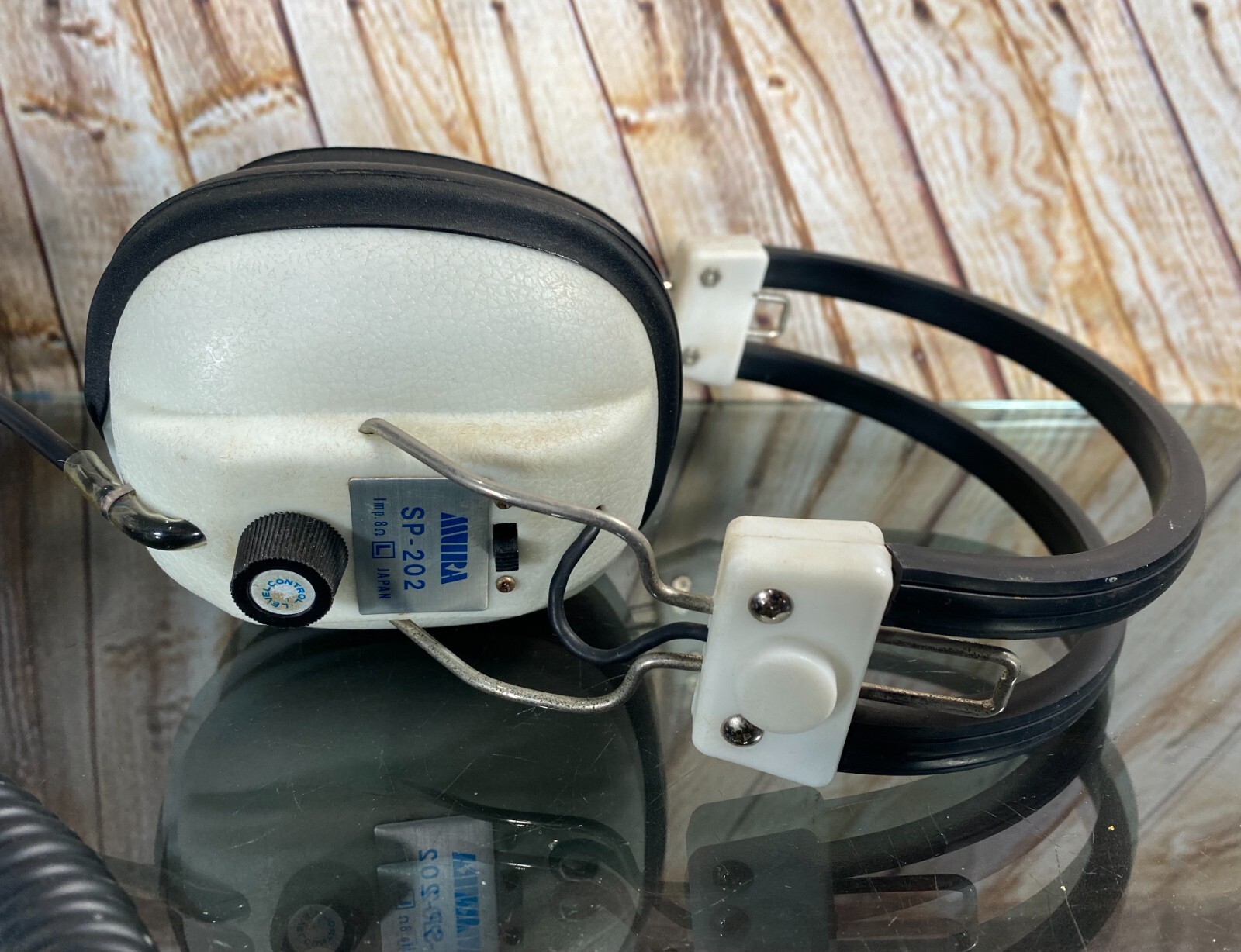 Vintage MURA SP-202 Headphones Wired White Japan w/Box/Adapter ~ Tested/Working