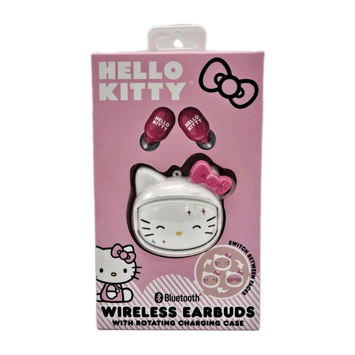 Hello Kitty® Bluetooth® Wireless Earbuds – Built-in Mic – Rotating Charging Case