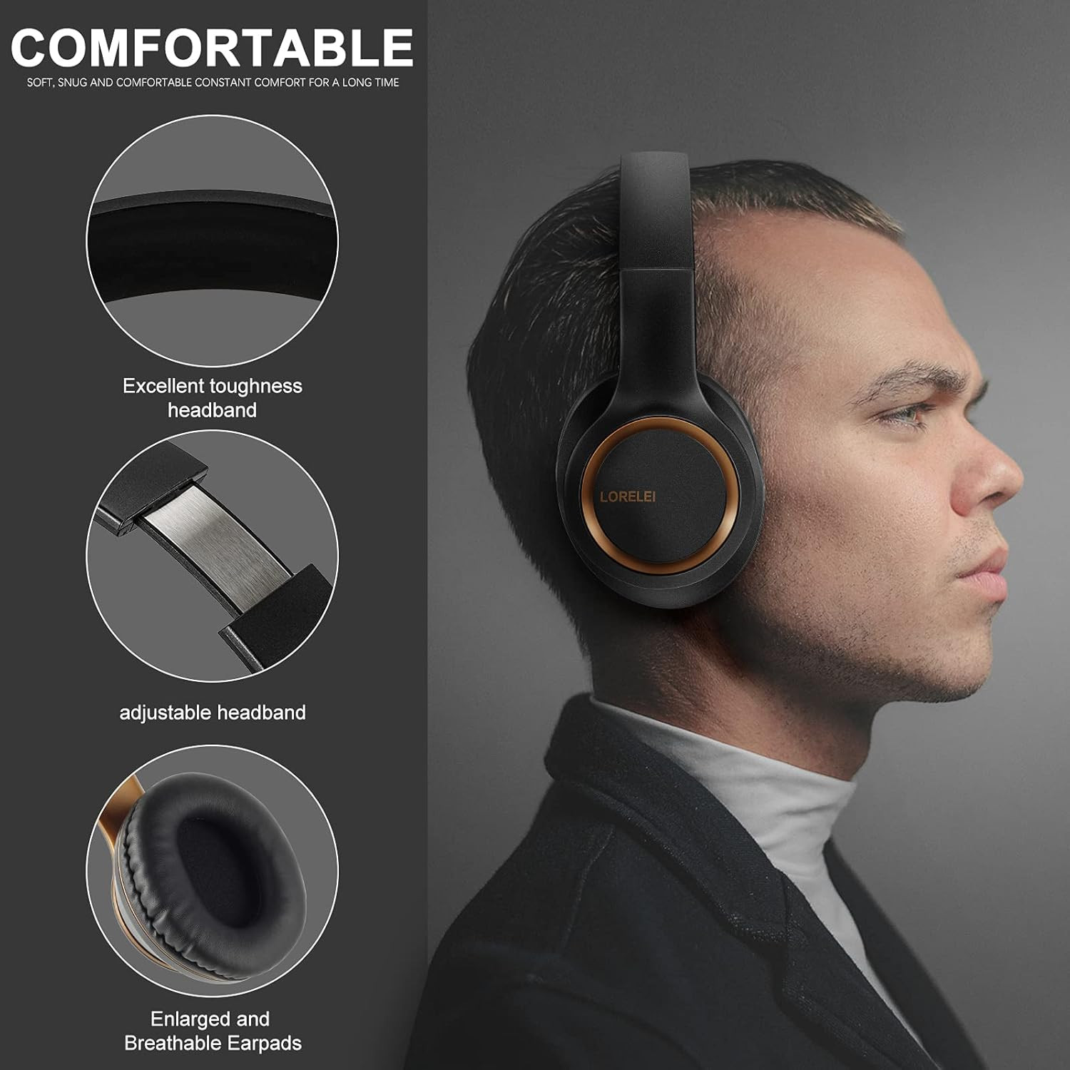 X8 Over-Ear Wired Headphones with Microphone with 1.45M-Tangle-Free Nylon Line&3