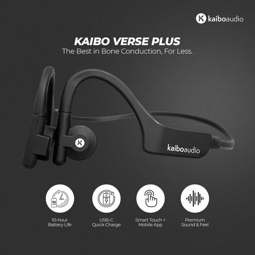 Kaibo Verse Plus Bone Conduction Headphones Multipoint Pairing Midnight Black