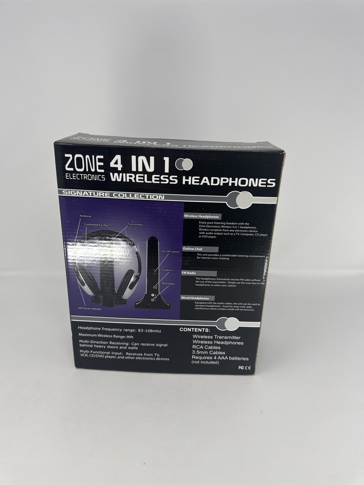 Zone Electronics 4 in 1 Wireless Headphones FM Radio Online Chat TV New Sealed