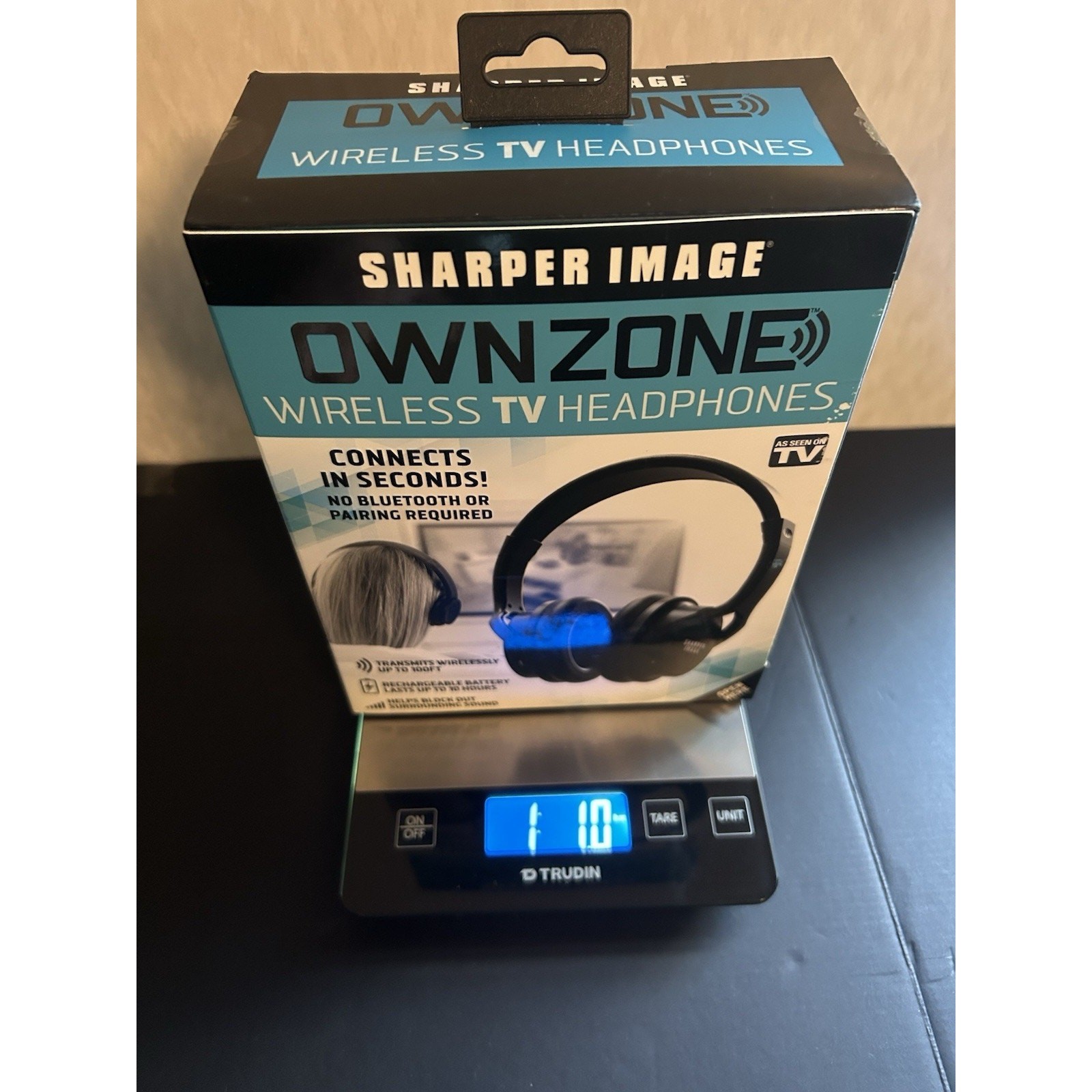 Sharper Image Own Zone Wireless TV Headphones Black, Transmits Up to 100 Ft.