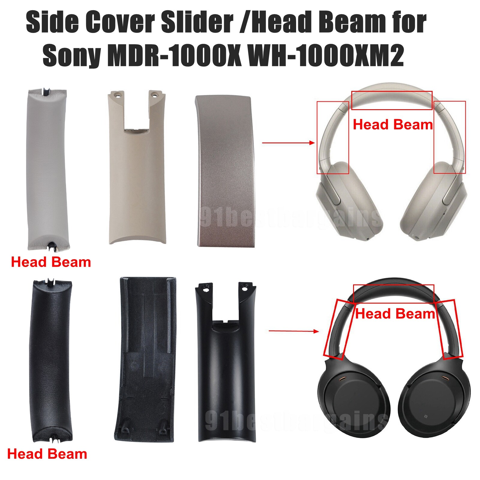 Head Beam Side Cover Slider Part KIT for Sony MDR-1000X WH-1000XM2 Headphones