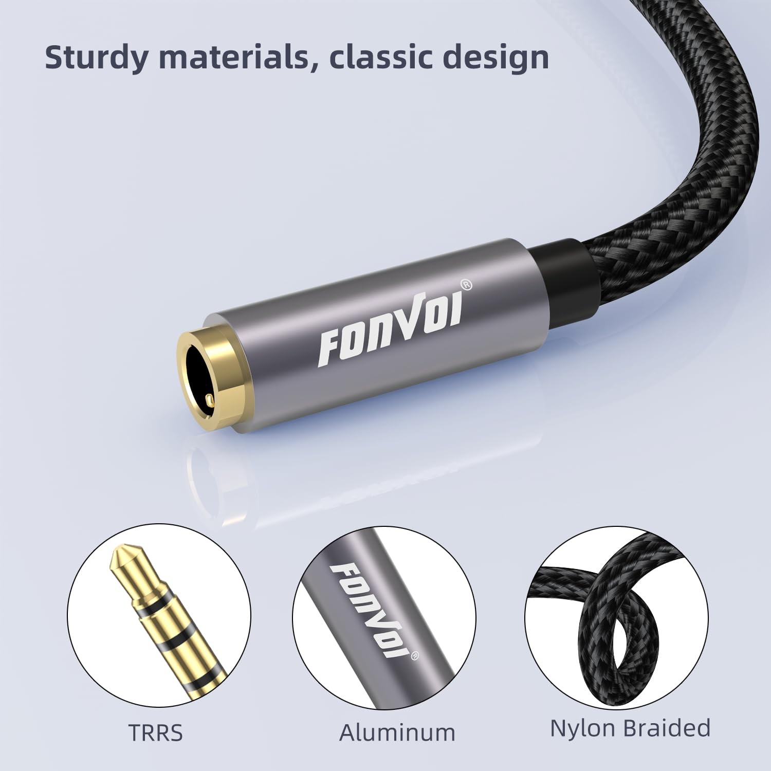 TRRS Headphone,4 Pole 3.5mm Stereo Jack Male to Female Aux Extension Cable,Audio